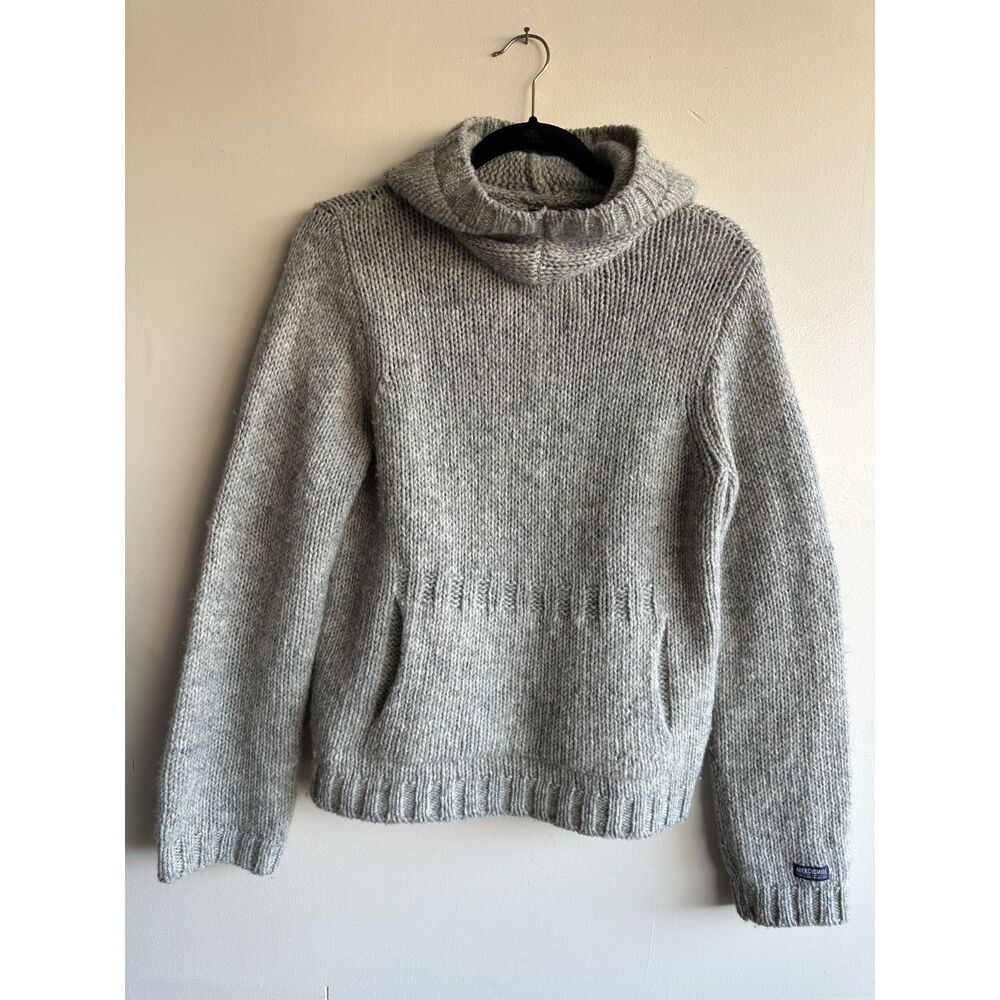 Abercrombie & Fitch 100% Lambswool Hooded Sweater Gray Large Made in Canada